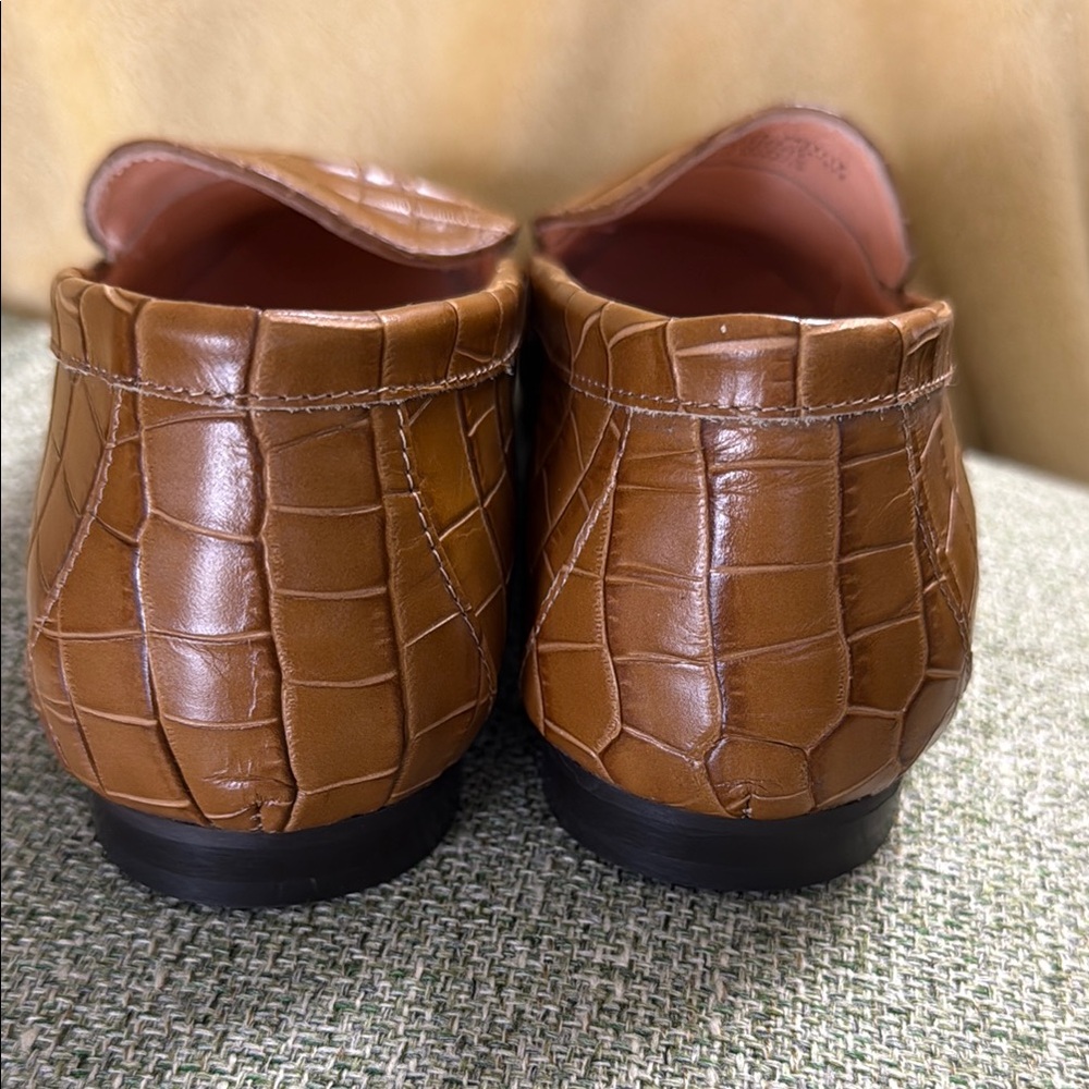 J. Crew size 10 croc embossed Italian leather smoking loafers - Picture 8 of 9